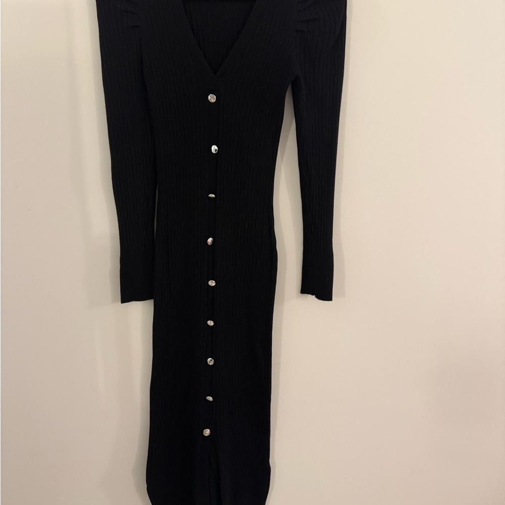 Elegant Black Button-Down Dress